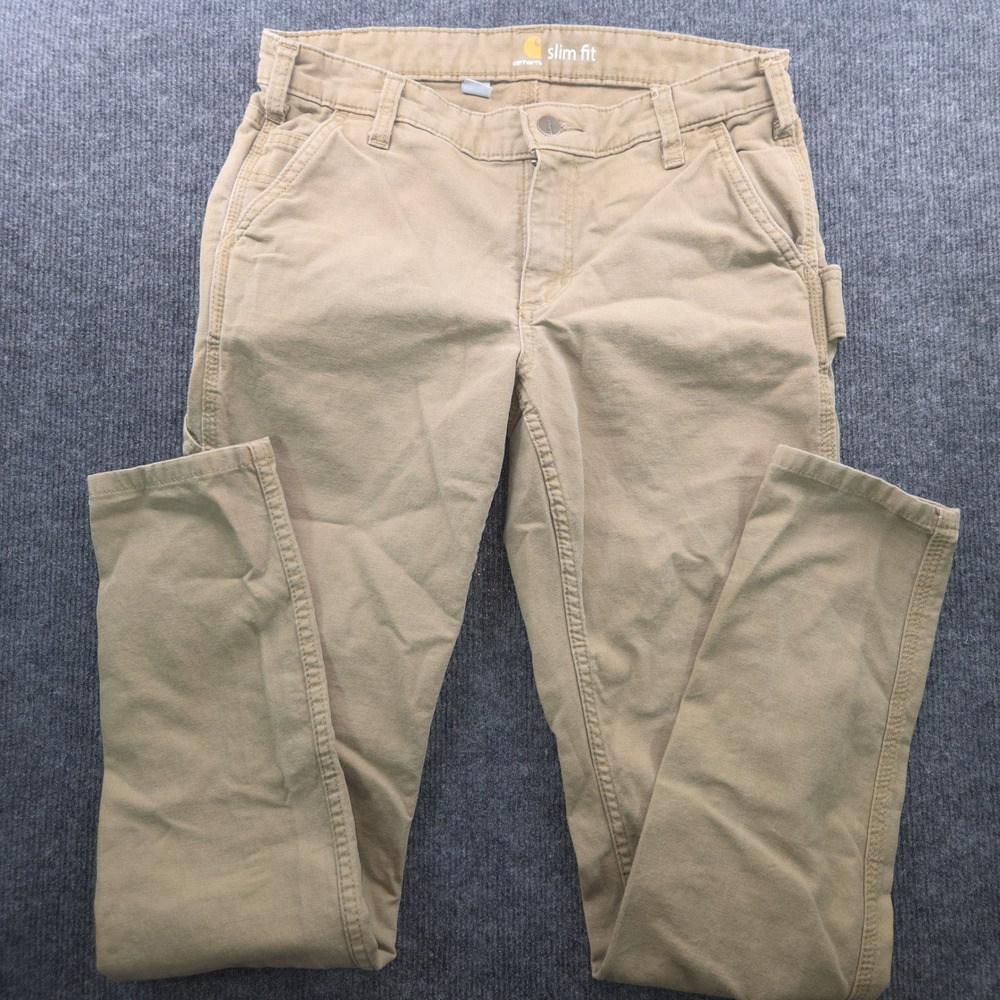 Carhartt Slim Fit Women 6 Tall Tan Khaki Work Utility Pants